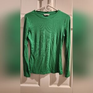 Grace Karin Slim Ribbed Long Sleeve Top in Green